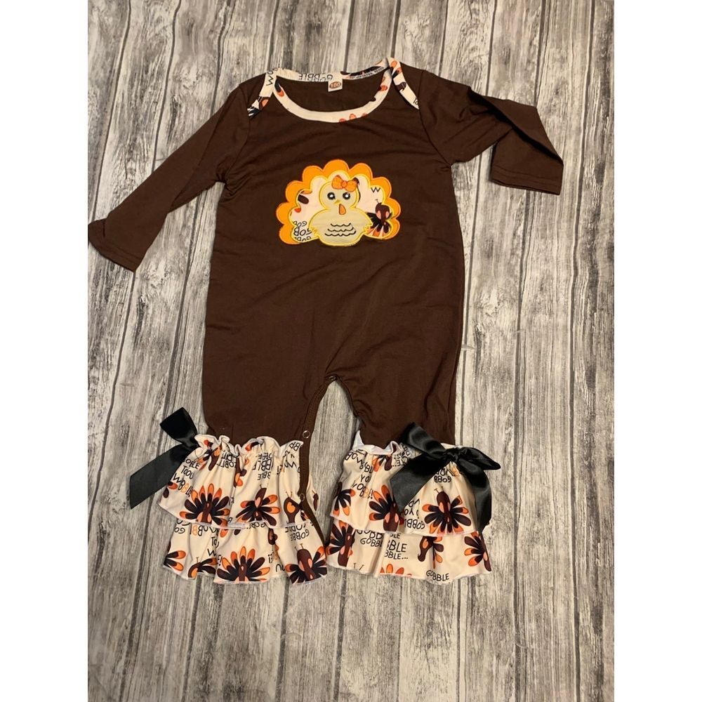 Girls turkey romper size 100 brown‎